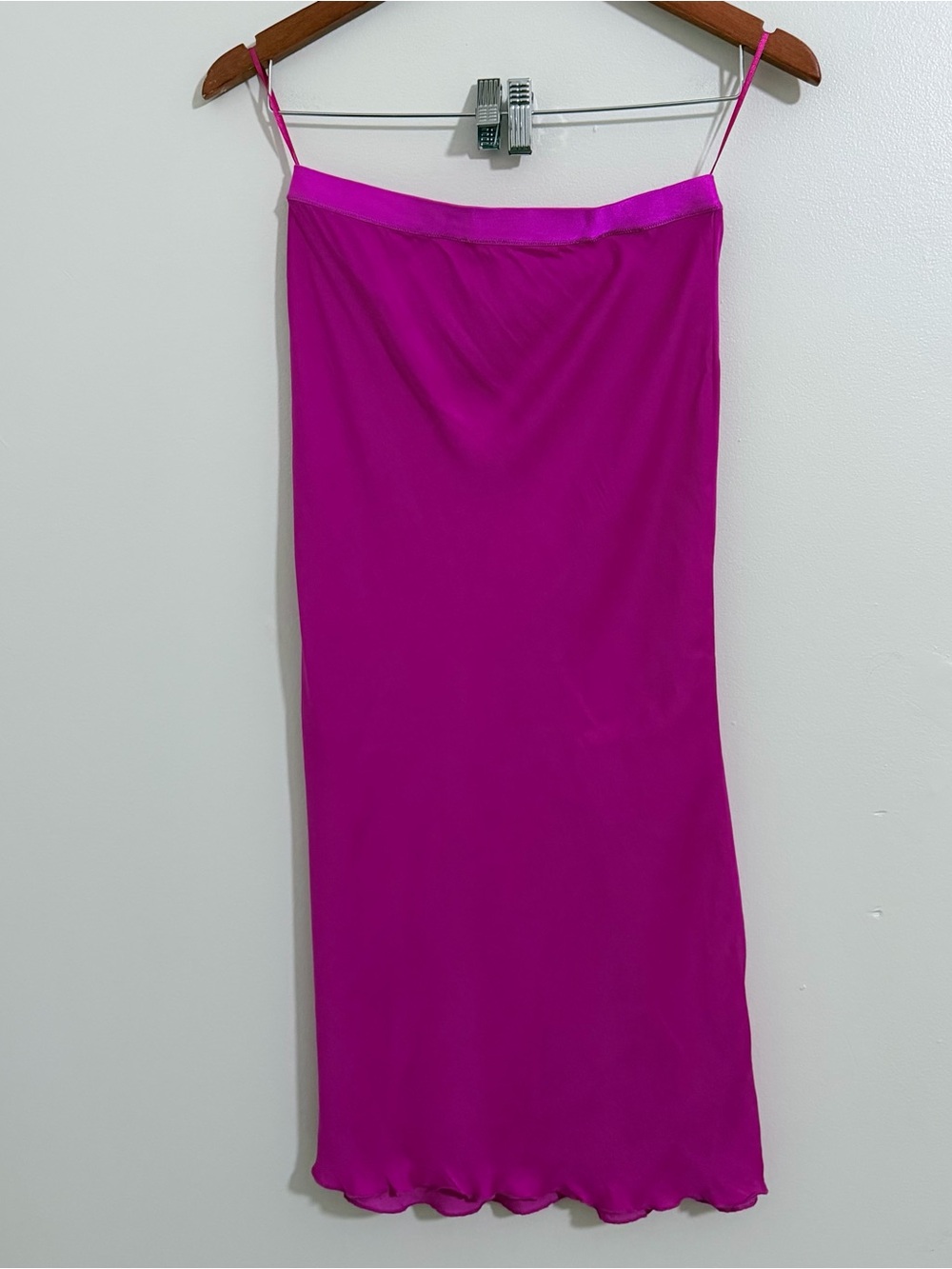Free People Intimately Satin Fairy Midi Festival Fucsia Skirt Size S